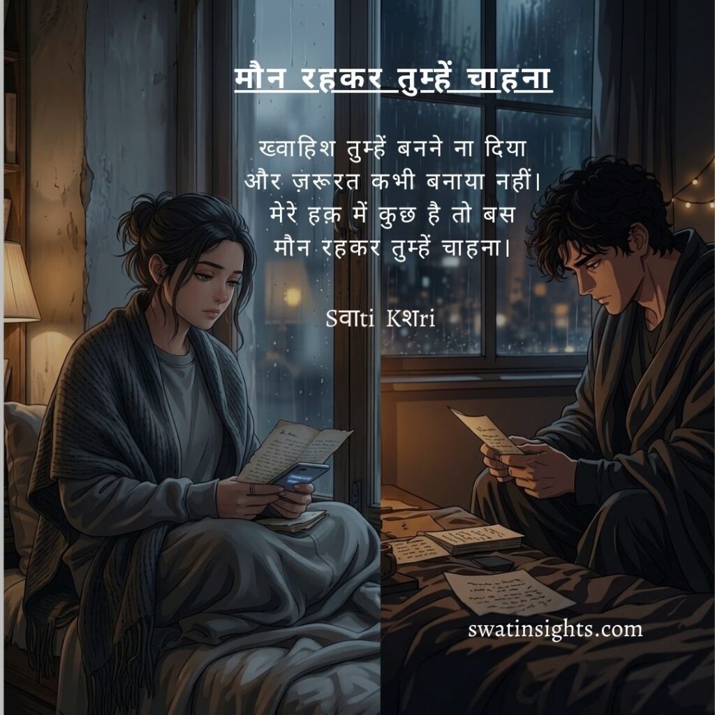 मौन रहकर तुम्हें चाहना ... Onesided Love Quotes in Hindi ...
